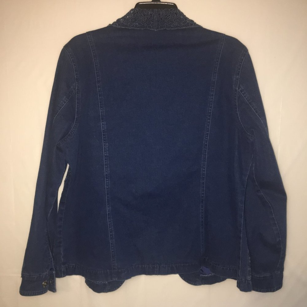 Acezung Denim Blazer w/ Cutwork Lace Size 14 - Picture 9 of 10